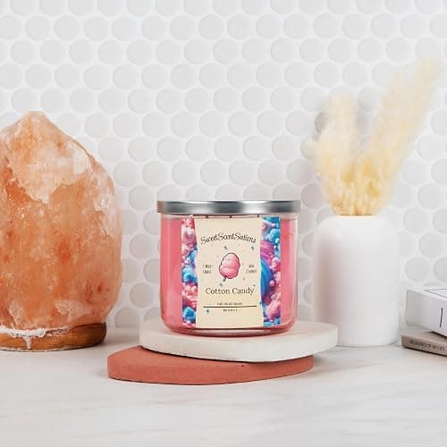 SweetScentSations Cotton Candy Candle with Gift Box Included- 3 Wick Candles - Large Candle with Strong Scented Ideal Pink Candles for Home Scented, Extremely Cute. thumbnail 4