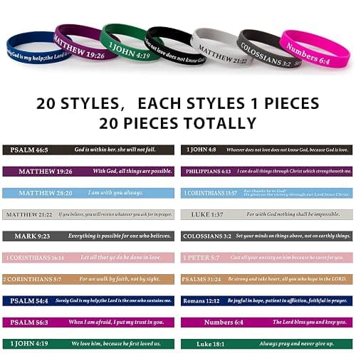 QEERBSIN Bible Verses Bracelets Motivational Christian Rubber Bracelets Faith Hope Wristbands Bracelets for Men Women Teens thumbnail 7