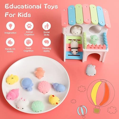 Aeyohni Fidget Toys 50pcs for Kids Party Favors Mochi Squishy Toy Bulk Birthday Gift Stress Relief Kawaii Mini Squishy Animals Classroom Prizes School Gift Easter Valentine's Day thumbnail 5
