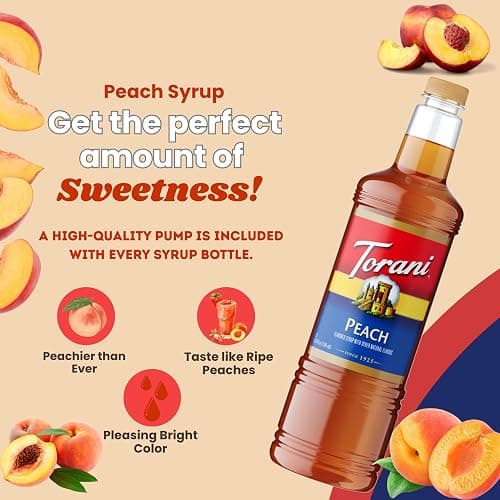 Torani Peach Syrup 1L with Pump Sweet Flavoring for Lemonades, Teas & Drinks thumbnail 5
