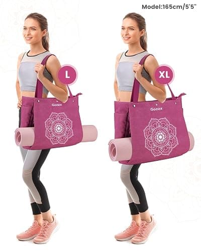 Gonex Yoga Mat Bag, Yoga Gym Bag Tote Bag with Multi Pockets For Women Men, Canvas Yoga Mat Carrier Take in Out Mat Easily For Pilates Travel Workout Office thumbnail 7