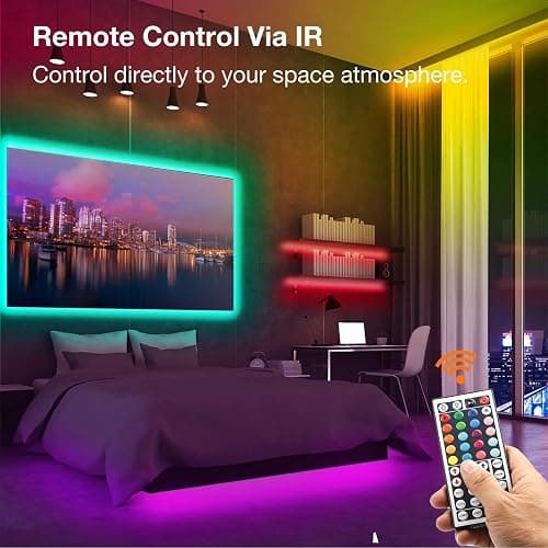 VOLIVO LED Strip Lights 50 FT,Color Changing Led Light Strips Kit with 44 Keys IR Remote Control, Lighting for Bedroom, Room, Home Decoration thumbnail 4