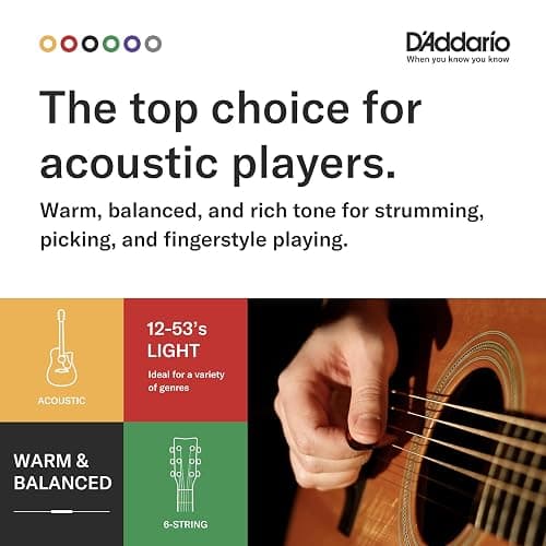D'Addario Acoustic Guitar Strings, Phosphor Bronze, EJ38, Light Gauge 10-47, 12-String Set, Pack of 1 thumbnail 3