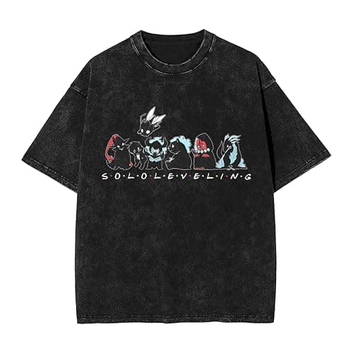 Solo Leveling Retro Dropped Shoulder Street Casual Loose Washed Short-Sleeved T-Shirt thumbnail 5
