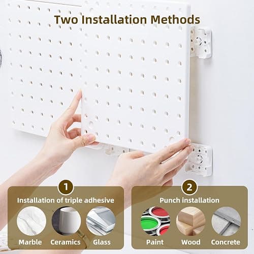 VUSIGN Peg Board Combination Kit, 22"x22" Pegboards and Accessories for Wall Organization, Pegboard Wall Organizer for Office, Home, Desk, White thumbnail 4