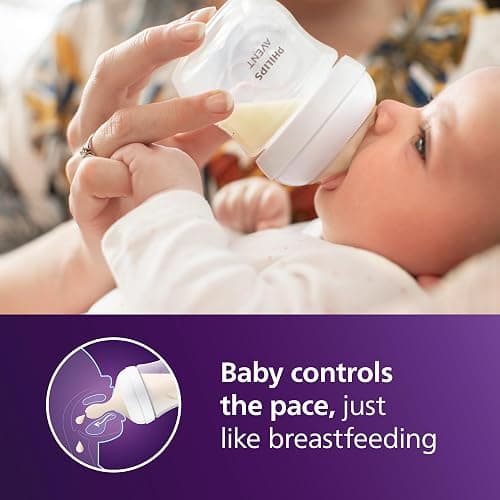 Philips Avent Natural Baby Bottle with Natural Response Nipple (Slow Flow, Flow 2), 4oz, 3-pack, SCY900/03 thumbnail 2