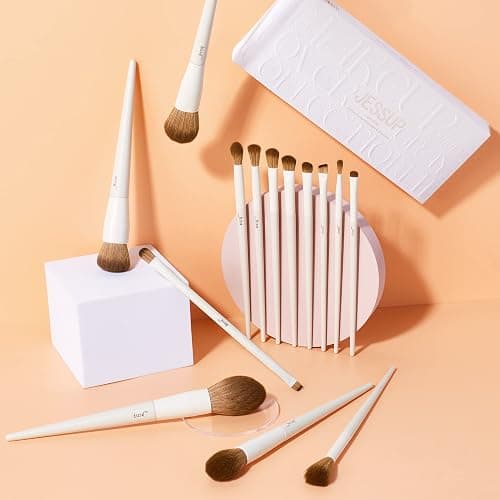 Jessup Makeup Brushes 14Pcs Makeup Brush Set Premium Synthetic Powder Foundation Contour Blush Concealer Eye Shadow Blending Liner Make Up Brush Kit Light Grey T329 thumbnail 9