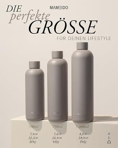 MAMEIDO Thermosflasche 500 ml (Oak Wood Gold) | 12h heiß/24h kalt, auslaufsicher & BPA-frei, Kohlensäure geeignet, Trinkflasche Edelstahl für Sport, Schule, Büro & Outdoor thumbnail 6