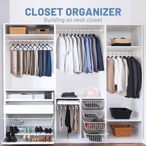 HOUSE DAY Black Velvet Hangers 60 Pack, Velvet Clothes Hangers Non Slip Felt Hangers, Heavy Duty Coat Hangers for Closet, Ultra Slim Hangers Black Hangers Space Saving Hangers for Suits, Shirt - 60 Pack - Black thumbnail 8