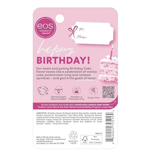 eos Natural Shea Lip Balm- Birthday Cake, All-Day Moisture Lip Care Products, 0.14 oz thumbnail 7