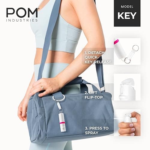 POM Pepper Spray Keychain, Quick Key Release for Instant Access, Flip Top Safety, Maximum Strength OC Formula with UV Marking Dye, 25 Bursts, 10 ft Range, 0.5 fl oz thumbnail 4