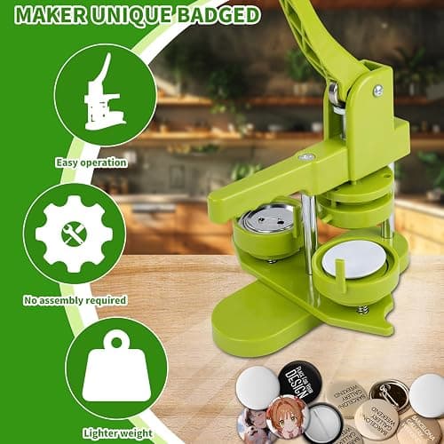Button Machine 32 mm Button Maker Machine with 100 Button Pieces, Picture & Circle Cutter, Push Pull Press Badge for DIY Gifts, Pin Maker, Button Making thumbnail 8