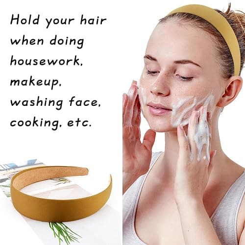 Wecoe Satin Headbands for Women and Girls - 10 Pack 1.3 Inch Wide Non-Slip Fashion Headbands in Neutral Colors, DIY Holiday Hair Accessories thumbnail 5