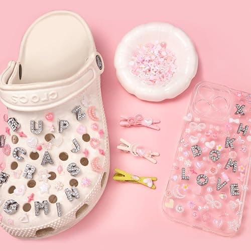 Junk Case Charms, A-Z Alphabet Letters Junk Case Kit, Junk Phone Case Charm, Pink Assorted Slime Charms Bulk Letter Charms for DIY Necklace Bracelets Jewelry Making Scrapbooking Crafts thumbnail 2