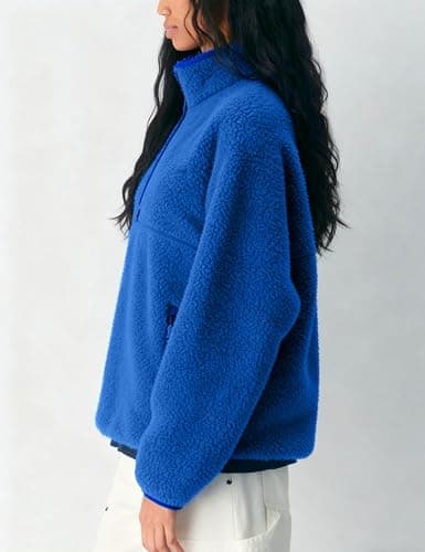 Aimiray Fleece Pullover Women Long Sleeve Half Zip Sherpa Jacket Warm Trendy Teddy Fall Sweatshirts with Side Pockets thumbnail 2