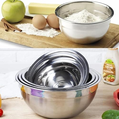 WEPSEN Mixing Bowls with Lid Set, 25PCS Kitchen Utensils Metal Bowl Stainless Steel Nesting Bowls, Measuring Cups and Spoons, Egg Whisk for Baking Prepping Cooking Serving Supplies thumbnail 7
