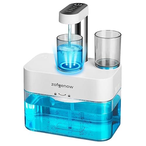 ZOFGENOW Upgraded Automatic Mouthwash Dispenser for Bathroom,Bathroom Accessories 17.6 FlOz Dispensers with Magnetic Cups,Adjustable Dispensing Levels, Suitable for All Age Groups,White - Image 1