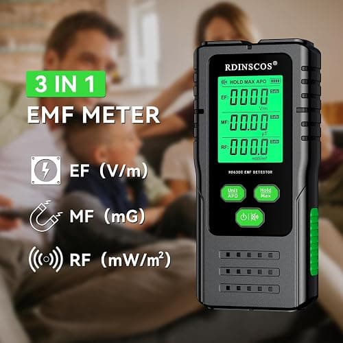 EMF Detector – 3-in-1 Electromagnetic Radiation Meter for AC Magnetic, AC Electric & Microwave Fields – Handheld EMF Reader for Home, Office & Smart Meters, Ideal for Non-Professional Users thumbnail 2