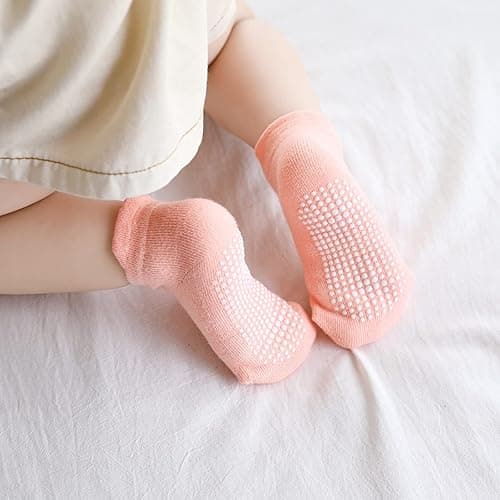 Aroveea Non Slip Grip Ankle Baby Socks 12 Pack for Toddler Boys and Girls Kids Infant Baby Cute Cotton Socks thumbnail 6