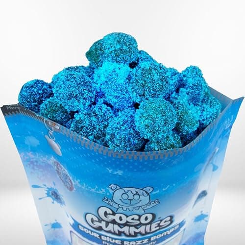 Goso Gummies Sour Blue Razz Bombs – 6oz Bag – Sour Blue Raspberry Filled Candy thumbnail 4