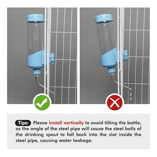 Vannon Top Fill Small Animal Water Dispenser for Cage, 23oz Auto Feeding Crate Water Bottle for Rabbit, Chinchilla, Ferret, Guinea Pig, Squirrel, Hedgehog, Pet Nozzle Diameter: 10mm, BPA Free, Blue thumbnail 2