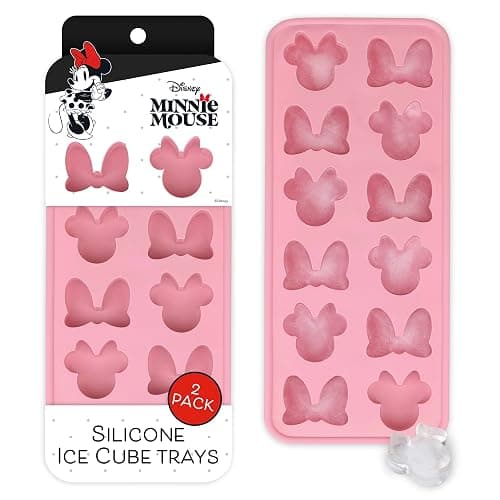 Disney Minnie Mouse Silicone Ice Cube Tray – 2 Pack Ice Trays for Freezer with Fun Minnie Mouse Ice Molds – Flexible BPA-Free Silicone Molds for Ice, Chocolate, and More (Minnie (Pink)) - Image 1