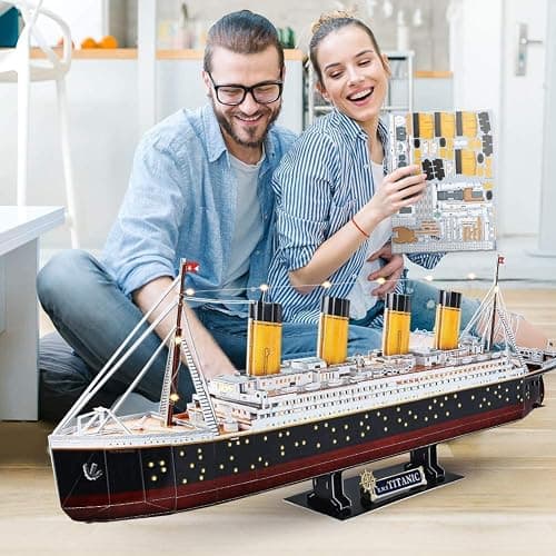 CubicFun Titanic 3D LED Puzzles for Adults 88 CM 266 Pieces,Titanic Toys for Teens, Home Decor Birthday Gifts Adults thumbnail 6