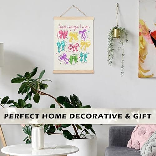 RYYCDOI Color Bows Aesthetic Wall Room Decor, God Says I Am Bows Wall Decor, Coquette Wall Decor for Nursery Girls Room Bathroom Bedroom, 12x16 Inch thumbnail 3