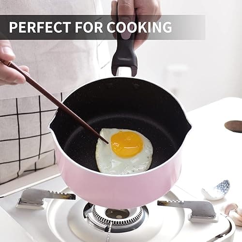 HooJay Nonstick Saucepan Set with Lid, Non Stick 1Qt & 2Qt Sauce Pan Set with Glass Lid Small Pot for Home Kitchen thumbnail 3