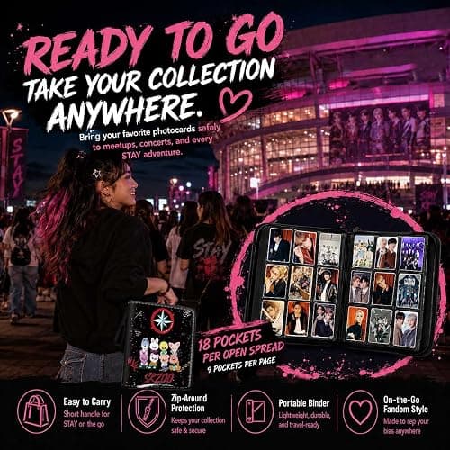 Stray Photocards Binder 1008 Pockets, Stray Fans Gifts & SKZOO Merch Collectors, 9-Pocket Portable Waterproof Display Kpop Photo Cards Collector Ablum Holder Book with 56 Removable Sleeves - Star thumbnail 4