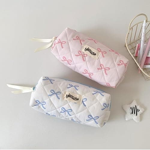 EDLMKM 2Pcs Pencil Case, Pen Pouch, Makeup Bag, Bow Pencil Pouch with Zipper, Pencil Case for Girls, Portable Makeup Bag Stationery Pouch for Stationery, Toiletries, Makeup, Travel & Office thumbnail 5
