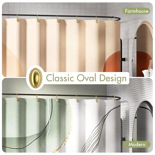 AmazerBath Gold Shower Curtain Hooks, 12PCS Rust Proof Shower Curtain Rings, Decorative Modern Shower Curtain Hangers, Elliptical Heavy Duty Design Convenient for Bathroom Kitchen Wardrobe thumbnail 4