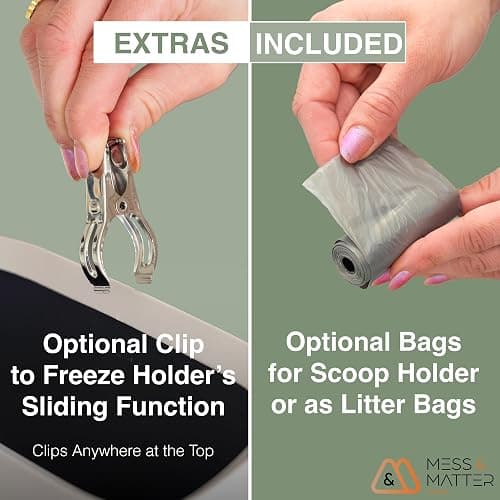 Heavy Duty Full Metal Cat Litter Scoop with Holder - Speed Sifter Litter Box Scooper Captures All Clumps - Kitty Litter Sifting Shovel Comfy Handle - Cat Scooper Includes Litter Bags & Non-Slide Clip thumbnail 2