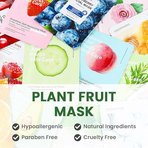 Kaely 10 Pack Variety Sheet Masks, Spa Party Face Masks for Kids Skin Care, Facial Mask Skincare Set Korean, Moisturize Nourish for All Skin Types, Birthday Gifts for Women Men Girls, Set01 - 10 Count (Pack of 1) - 10Pcs-Set01-Variety thumbnail 5