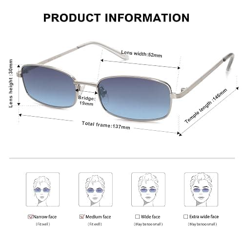SOJOS Small Trendy Rectangle Sunglasses Womens Mens, Retro 80s 90s Y2k Chic Narrow Thin Skinny Sunnies SJ1187 thumbnail 5