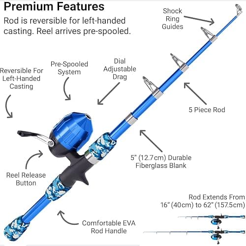 Lanaak Kids Fishing Pole, Kids Portable Telescopic Fishing Rod Set, Tackle Box and Fishing Net Combo Kit, Kids Fishing Gear for Boys and Girls Age 5-10 and Youth thumbnail 5