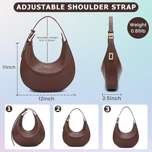 Keyli Shoulder Bag for Women Stylish Casual Clutch Purses for Women 3 Ways Adjust Strap Hobo Handbags with Zip Closure thumbnail 5