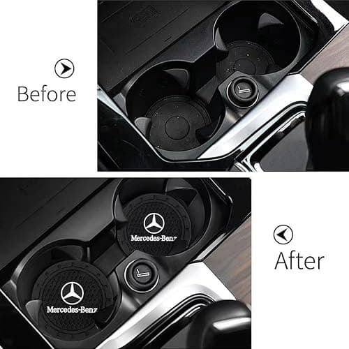 Car Cup Holder Coaster for Mercedes-Benz Series Universal Non-Slip Cup Holder Insert Coaster Car Interior Accessories,Black 2PCS thumbnail 3