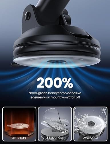 Lamicall Car Phone Holder - [Strongest Military-Grade Suction Cup] 360° Rotation Phone Holders for Your Car Quick Release Adjustable Phone Mount for Car Dashboard for iPhone 17 16 Pro Max Galaxy Truck thumbnail 3