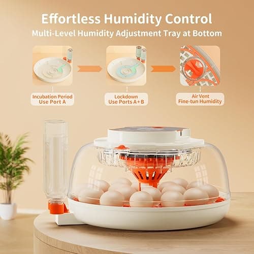 18 Egg Incubator, Automatic and Adjustable Egg Turning, Egg Candler, Temperature and Humidity Control, Hatch Day, 2 Size Egg Tray, Automatic Water Refill, Hatching Chicken Quail Duck Turkey Goose Bird thumbnail 3