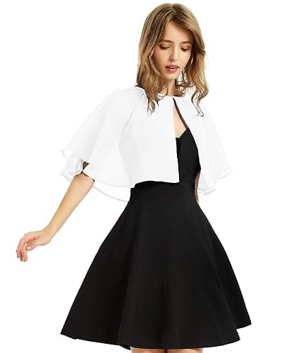 Women's Soft Chiffon Shawl Wraps Shrug for Evening Dress Wedding Cape Bolero Flapper Cover Up - Image 1