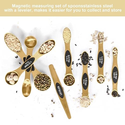 Magnetic Measuring Spoons Set Stainless Steel with Leveler, Stackable Metal Tablespoon Measure Spoon for Baking, Measuring Cups and Spoon Set Kitchen Gadgets Apartment Essentials Fits in Spice Jars thumbnail 3