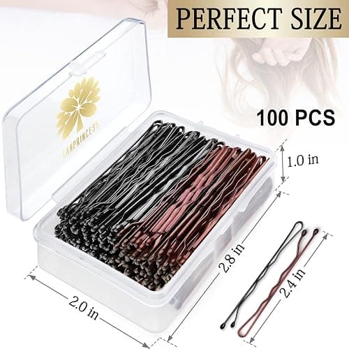 KANPRINCESS 100PCS 2.4Inch Bobby Pins Black,Pain-Free Bobby Pins for All Hair Types,Brown Hair Pins for Women Girls,Hairpins for Buns with Box(Black+Brown) thumbnail 2