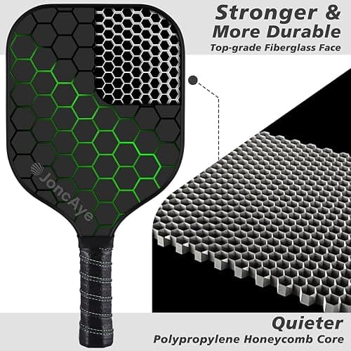 JoncAye Pickleball-Paddles-Set of 4 or 2 Rackets with Balls and Bag, USAPA Approved Pickle-Ball Equipment with Accessories, Fiberglass Graphite Pickleball Racquet Set for Men, Women, Kids, Adults - BLITZ 4-PK thumbnail 3