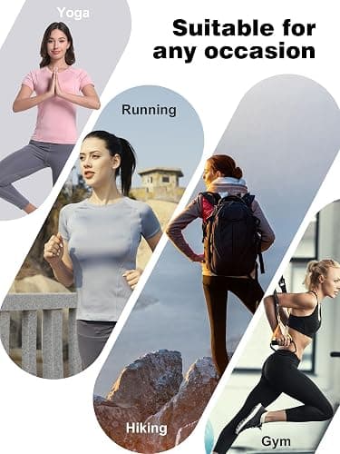 CL convallaria 4 Pack Women's Compression Shirt Cool Dry Long Short Sleeve Workout Athletic Tops for Yoga Gym Running thumbnail 5