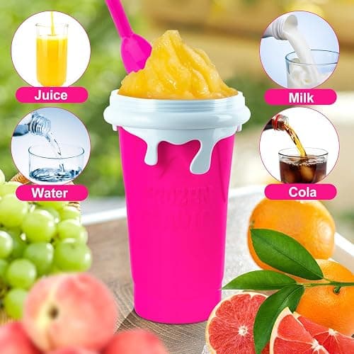 Slushie Maker Cup 2Pcs, 500ml Slushy Cup Silicone Slushy Maker Cup Quick Frozen Smoothies Squeeze Cooling Cup for Milk Shake, Fruit Juice, Cola thumbnail 3