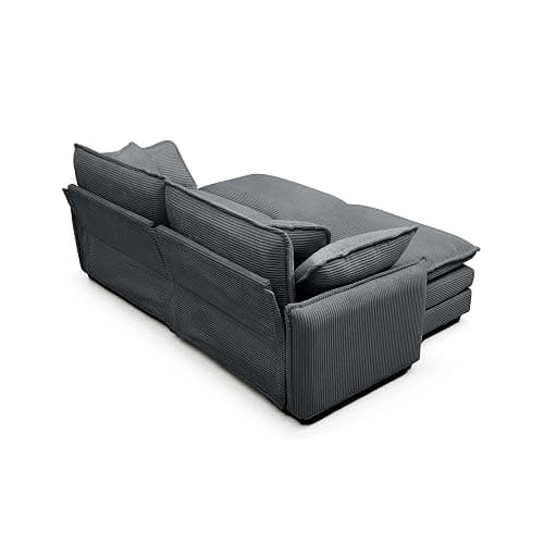 Qupeife Modular Sectional Sofa with 2 Ottoman, Cloud Couch Sectionals 2 Seat Sofa, Small Sectional Couch for Living Room (Grey, Loveseat with 2 Ottomans) thumbnail 9