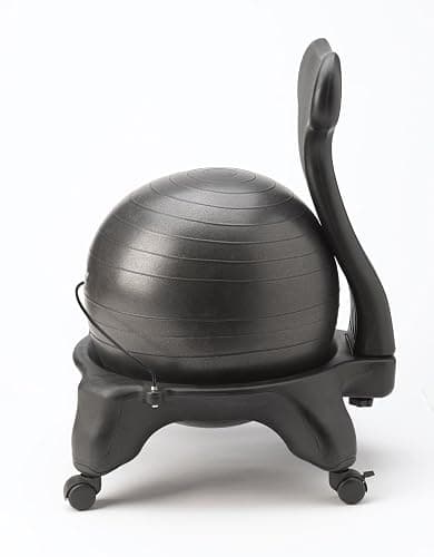Gaiam 610-6002RTL Balance Ball Chair - Classic Yoga Ball Chair with 52cm Stability Ball, Pump & Exercise Guide for Home or Office, Black thumbnail 4