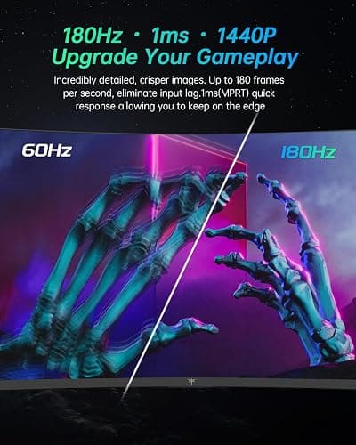 KTC 27 inch Gaming Monitor, 1440P Curved Monitor, 180Hz, 144Hz, 2K, 1500R, 1ms, FreeSync/G-Sync Compatible, DisplayPort/HDMI/USB, Ultrawide PC Vesa/Wall Mount Computer Monitor, H27S17 thumbnail 2