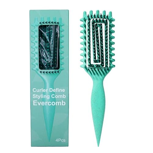 Evercomb Curl Defining Brush for Curly Hair - Detangling & Styling with Lightweight Ergonomic Nylon Bristles, Enhance Curls, Reduce Frizz/Breakage for Women (Green 1Pcs) - Image 1